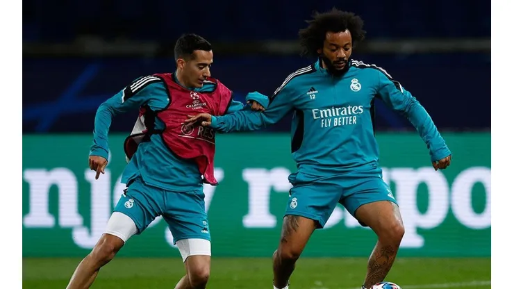 Marcelo en entrenamiento con Real Madrid.