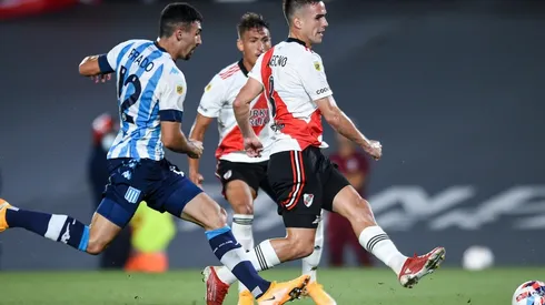 Agustín Palavecino define y convierte en el último River vs. Racing (Foto: Getty).
