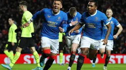 Festejo de gol de Rangers.