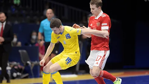 Ucrania y Rusia en la Euro Futsal 2022.