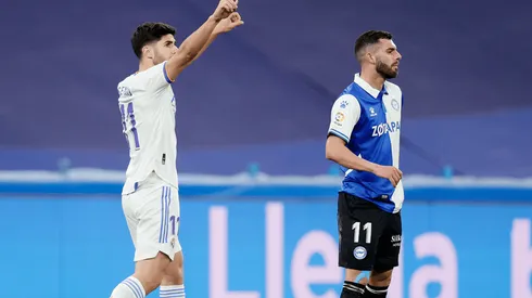 Festejo de gol de Asensio.