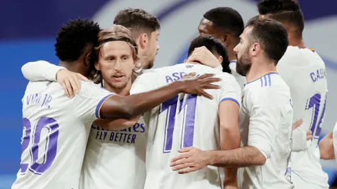 Festejo de gol de Real Madrid.