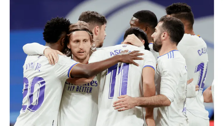 Festejo de gol de Real Madrid.