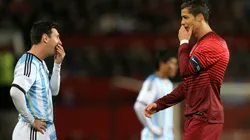 Lionel Messi y Cristiano Ronaldo en un amistoso entre Portugal y Argentina.