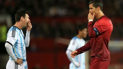 Lionel Messi y Cristiano Ronaldo en un amistoso entre Portugal y Argentina.