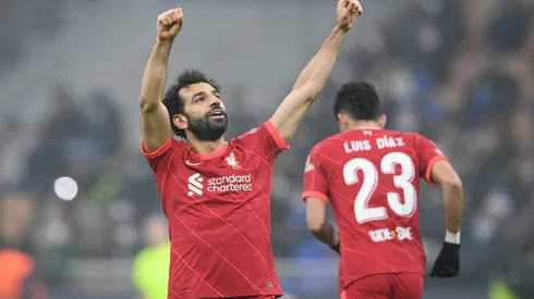 Mohamed Salah festeja uno de sus goles en la Champions League.