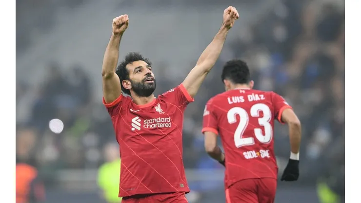 Mohamed Salah festeja uno de sus goles en la Champions League.