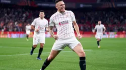 Lucas Ocampos convirtió el segundo tanto de Sevilla en el triunfo ante Dinamo Zagreb.