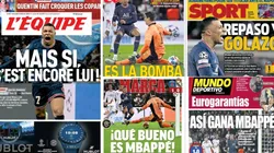 Las portadas de los medios europeos tras la exhibición de Kylian Mbappé anoche.