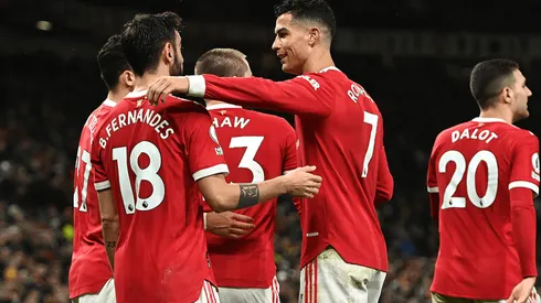 Festejo de Bruno y CR7 con Manchester United.