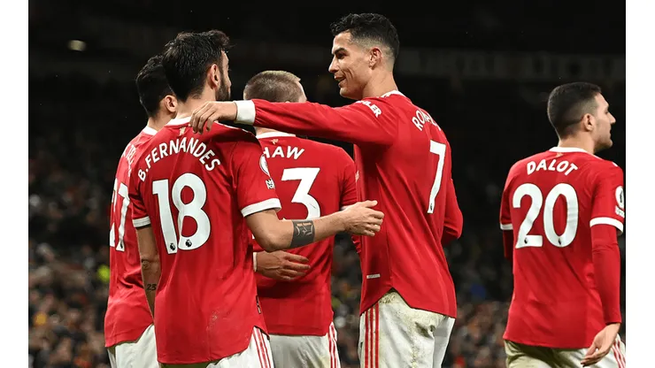 Festejo de Bruno y CR7 con Manchester United.