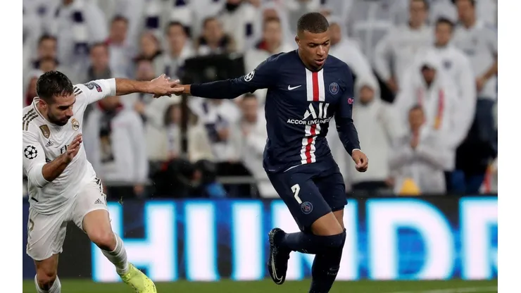 Dani Carvajal y Kylian Mbappé, en una disputa más que interesante como lo será Real Madrid vs. PSG (Foto: Getty Images).