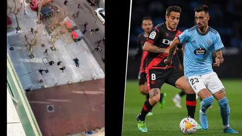 Pelea de los hinchas de Rayo Vallecano con los de Celta, en Vigo.