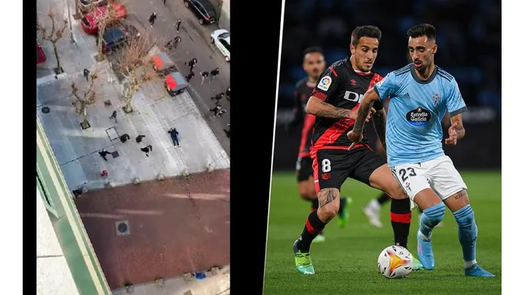 Pelea de los hinchas de Rayo Vallecano con los de Celta, en Vigo.
