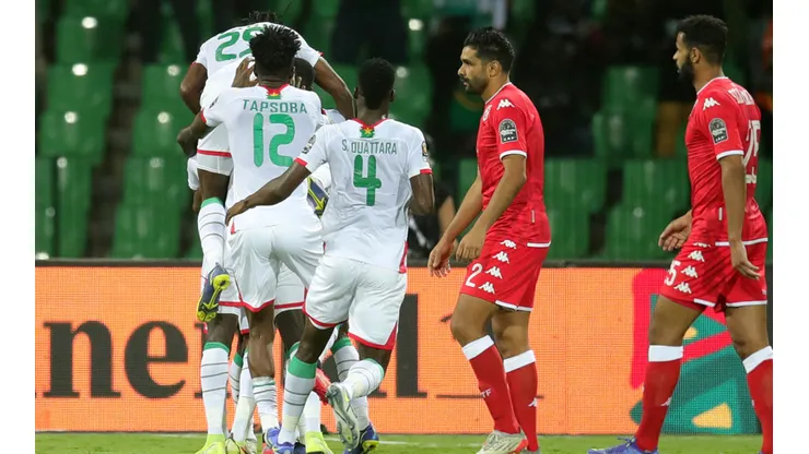 Festejo de gol de Burkina Faso.