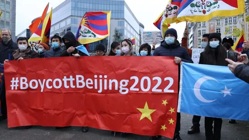 Activistas tibetanos, uigures y de derechos humanos piden boicotear los Juegos Olímpicos de Pekín 2022 en Bruselas