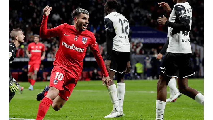 Festejo de gol de Ángel Correa con Atlético de Madrid.