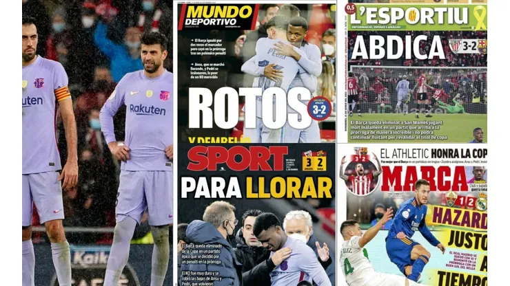 Las portadas de los medios tras la eliminación del Barcelona.