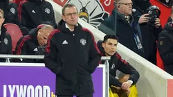 Cristiano Ronaldo y Ralf Rangnick tras el escándalo de Brentford.