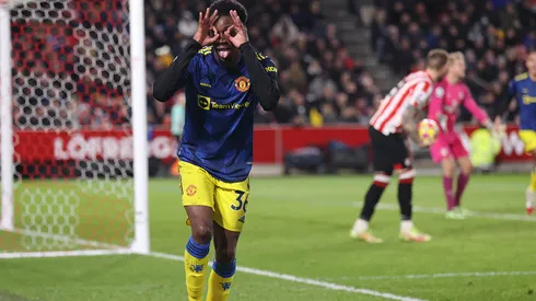 Manchester United en festejo de gol.