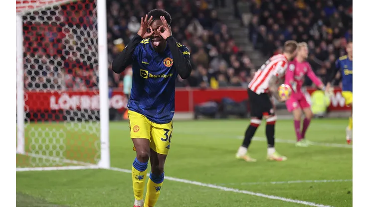 Manchester United en festejo de gol.