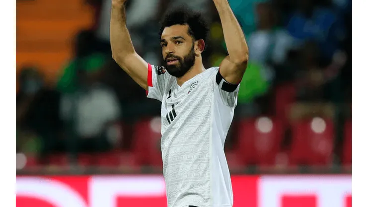 Festejo de gol de Mo Salah.