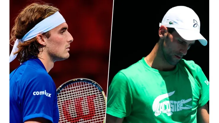 Stefanos Tsitsipas y Novak Djokovic