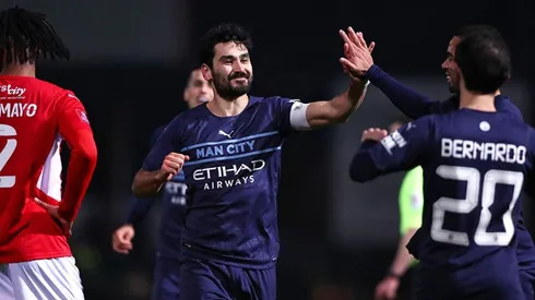 Festejo de gol de Manchester City.