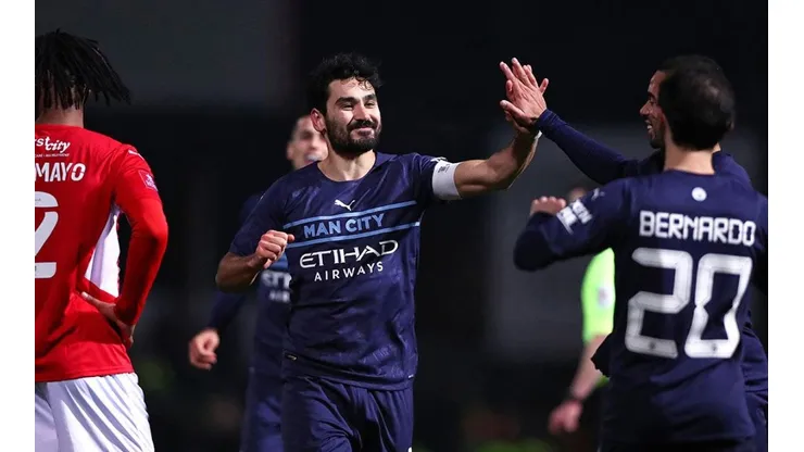 Festejo de gol de Manchester City.