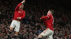 Cristiano Ronaldo celebrando el tercer gol de Manchester United.