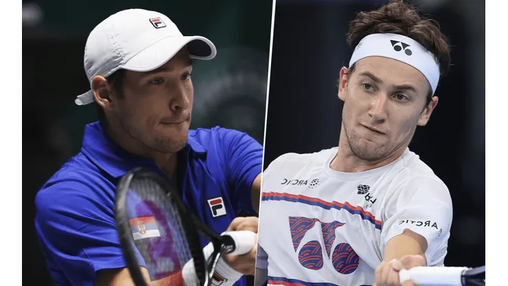 Dusan Lajovic vs. Casper Ruud por la ATP Cup. (Fotos: Getty Images)