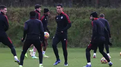 Cristiano Ronaldo en entrenamiento con Manchester United.