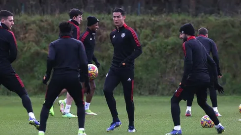 Cristiano Ronaldo en entrenamiento con Manchester United.