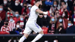 Karim Benzema en festejo de gol.
