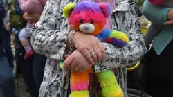 Un oso con los colores del arcoíris.