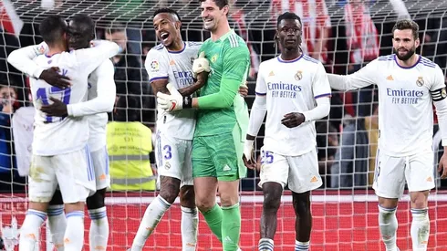 Festejo del triunfo de Real Madrid.