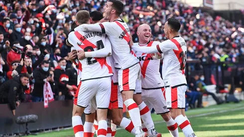 Festejo de gol de Rayo Vallecano.