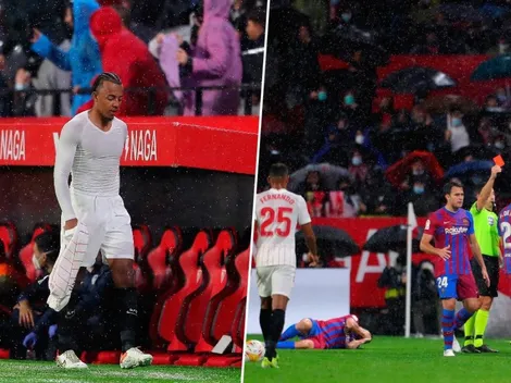 VIDEO | Jules Koundé le tiró un pelotazo en la cara a Jordi Alba y se llevó la expulsión