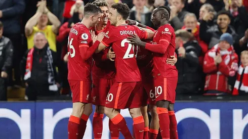 Festejo de gol de Liverpool.