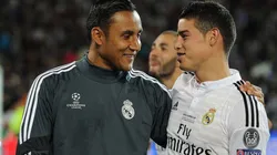 Keylor Navas y James Rodríguez en un encuentro con Real Madrid.