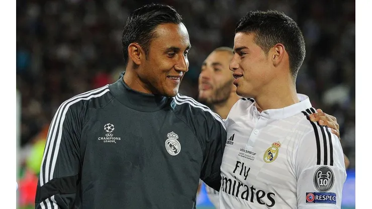 Keylor Navas y James Rodríguez en un encuentro con Real Madrid.
