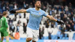 Festejo de gol de Sergio Agüero.