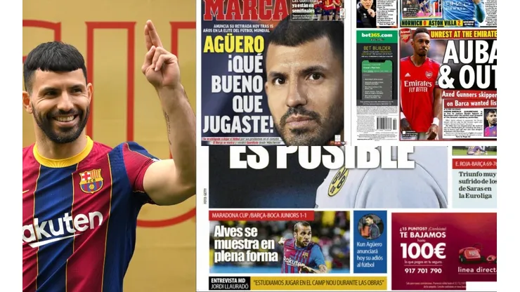Sergio Kun Agüero, en las portadas de varios de los medios más importantes de Europa.
