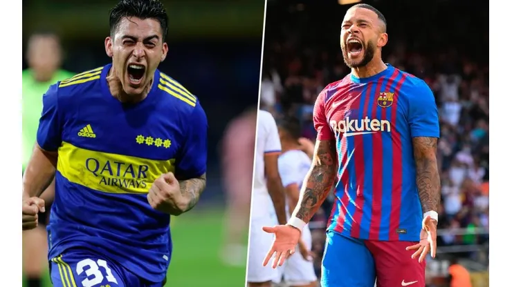 Cristian Pavón y Memphis Depay.