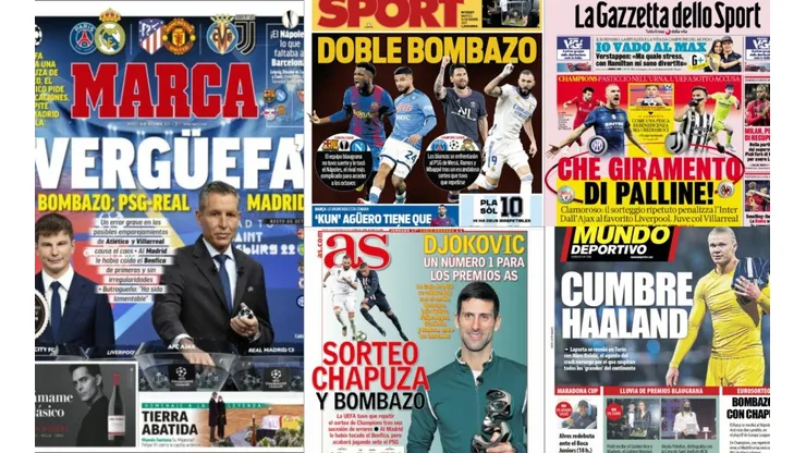 Las portadas de los medios tras el escandaloso sorteo de octavos de la Champions.