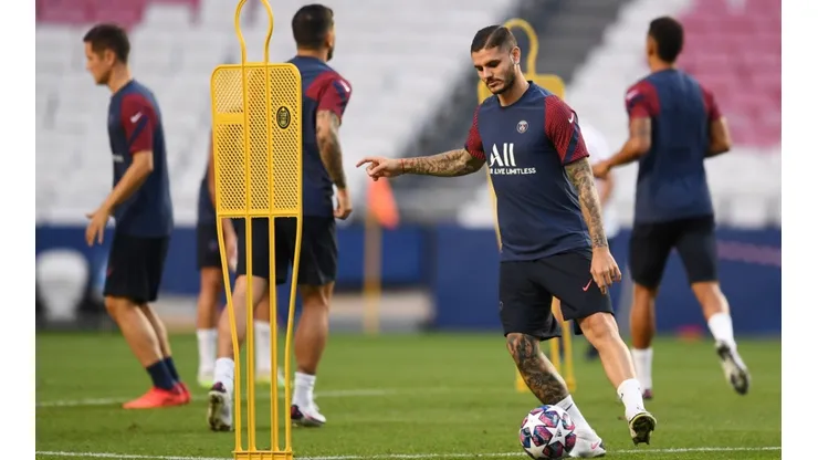 Mauro Icardi en un entrenamiento del PSG.