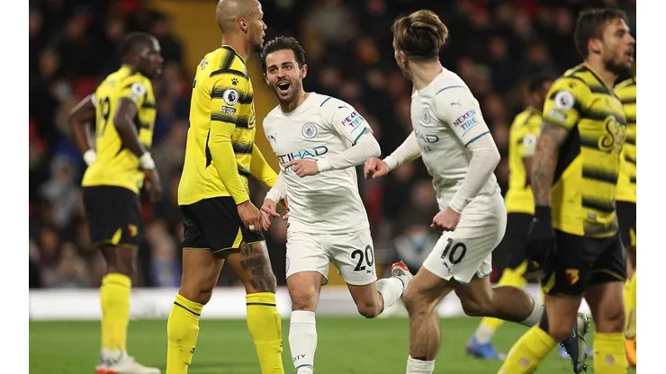 Festejo de gol de Manchester City.