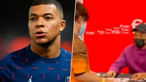 Kylian Mbappé y el momento en que recibe la pregunta del niño sobre su futuro.