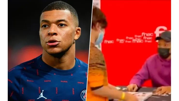 Kylian Mbappé y el momento en que recibe la pregunta del niño sobre su futuro.