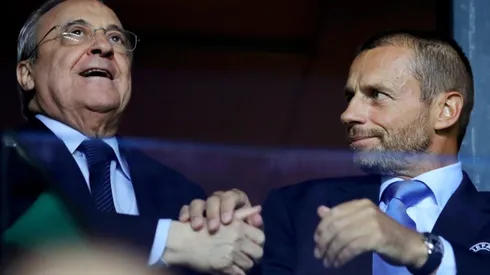 Florentino Pérez y Aleksander Ceferin, presidentes de Real Madrid y UEFA.